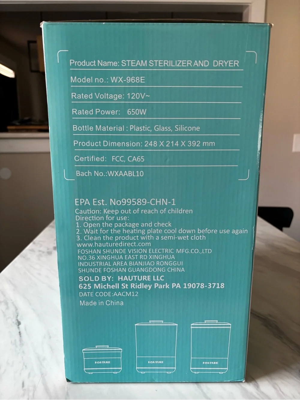 White Steam Sterilizer and Dryer for Kitchen - White